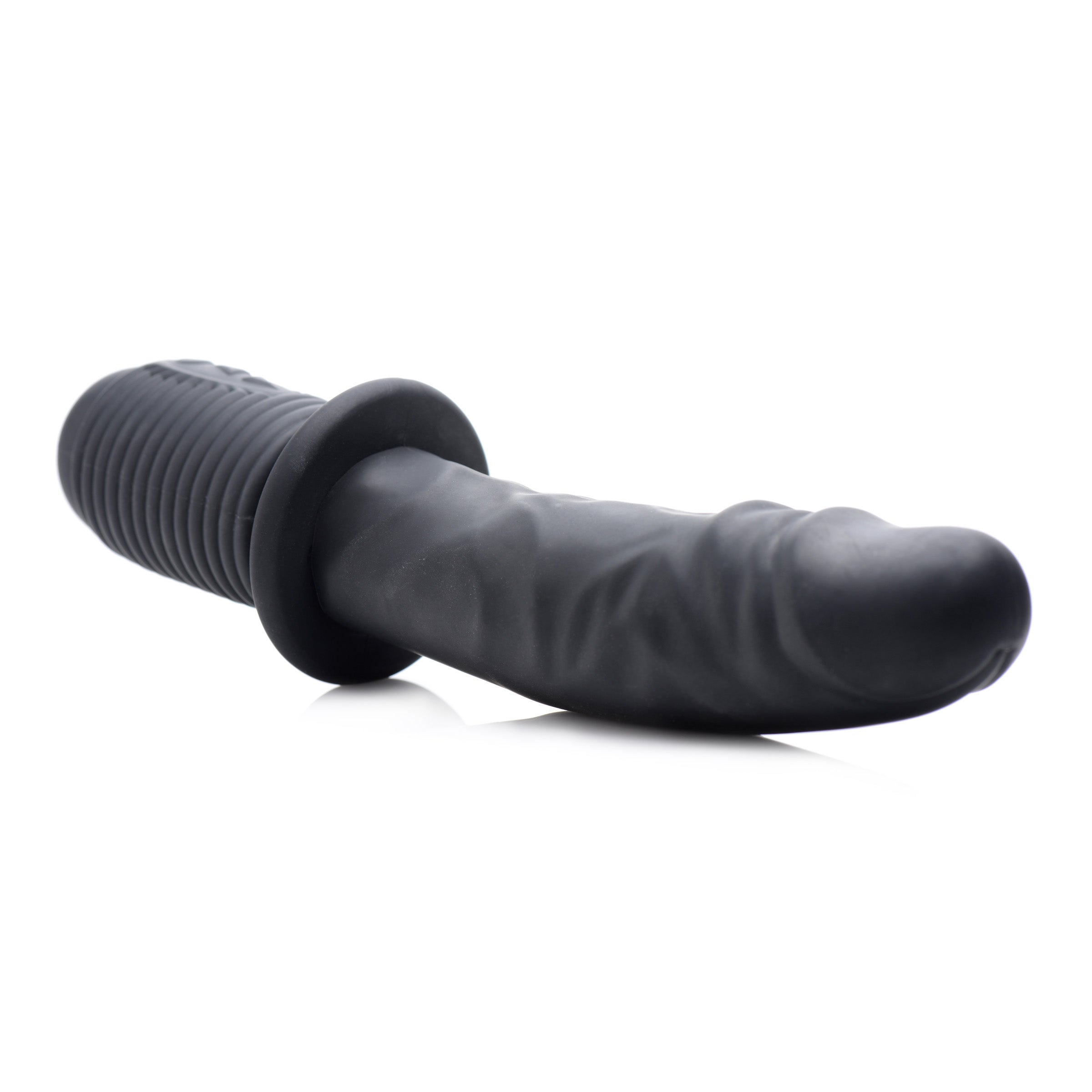 Power Pounder Silicone Dildo Thrusting Vibrator - Black
