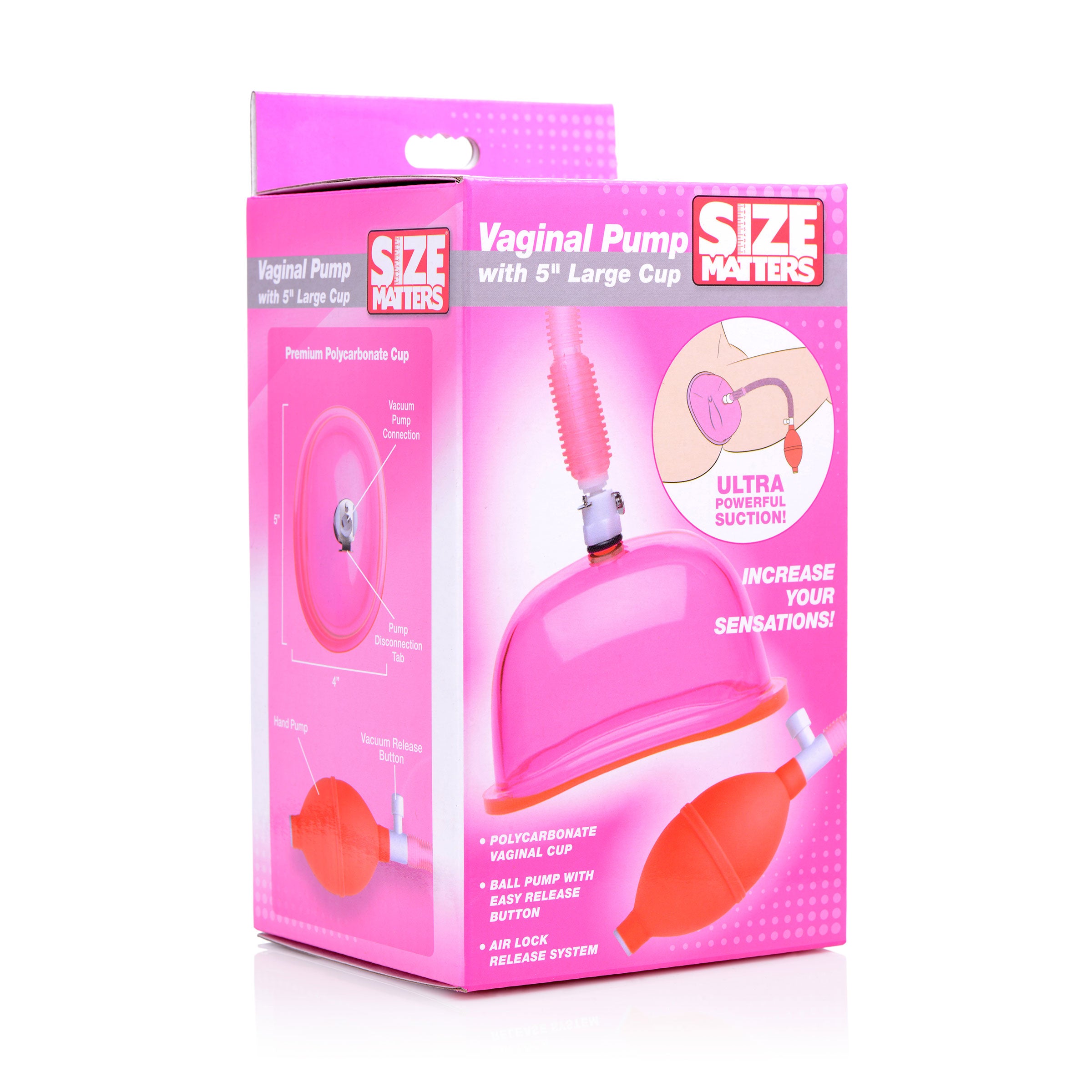Pussy Pumps with 5 Inch Large Cup - Pink