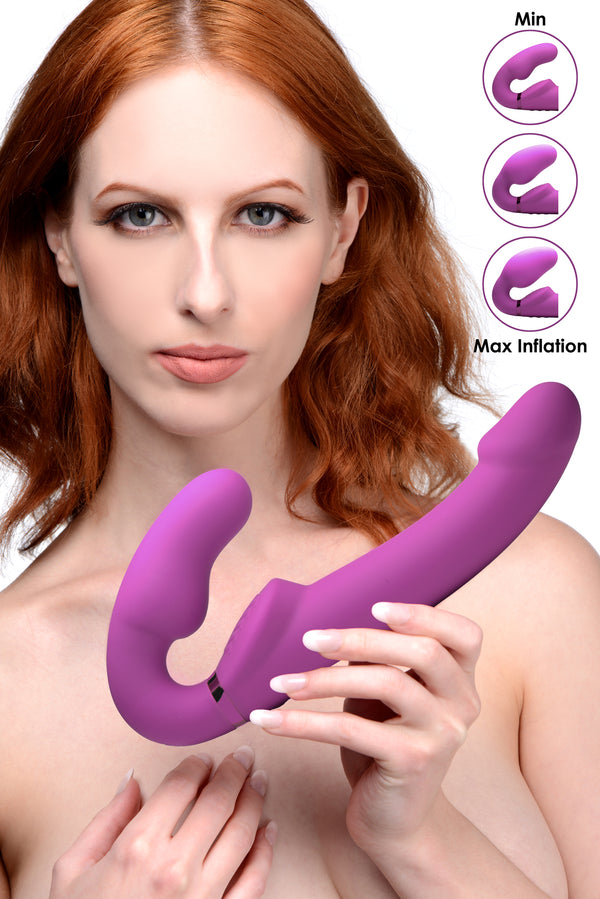 Worlds First Remote Control Inflatable Vibrating Silicone Ergo Fit Strapless Strap-On – strap-on and harness, Silicone