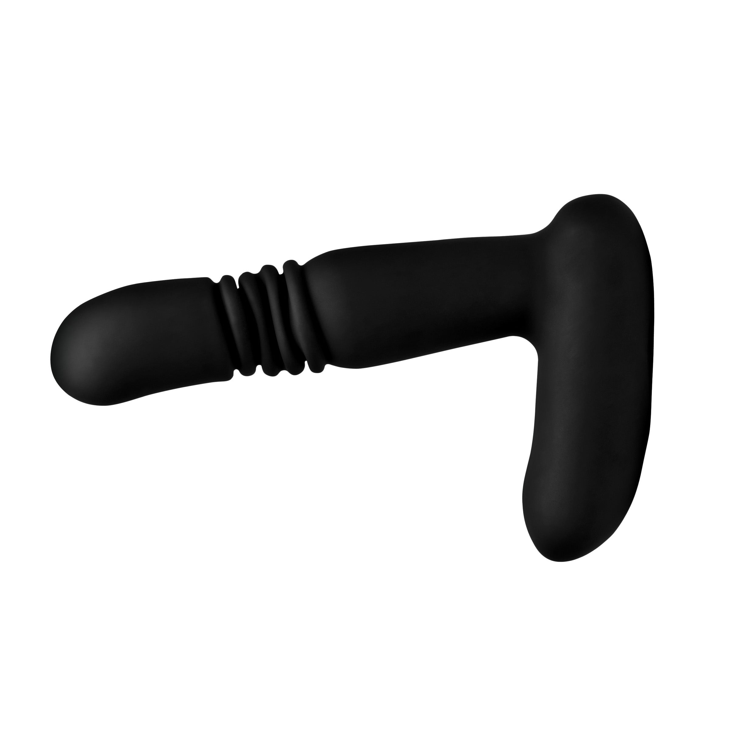 Silicone Anal Plug With Remote Control Thrusting Vibrator - Black