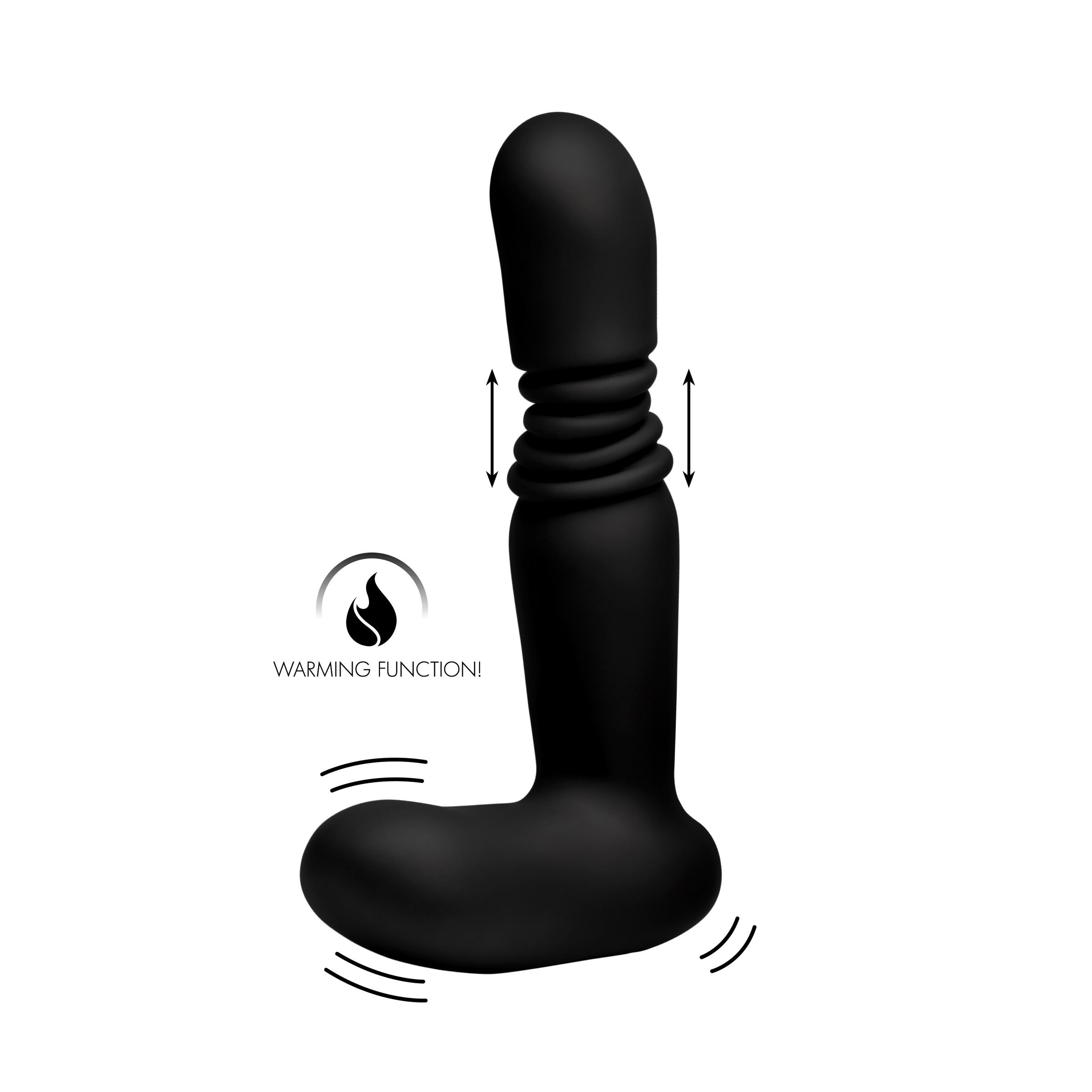 Silicone Anal Plug With Remote Control Thrusting Vibrator - Black