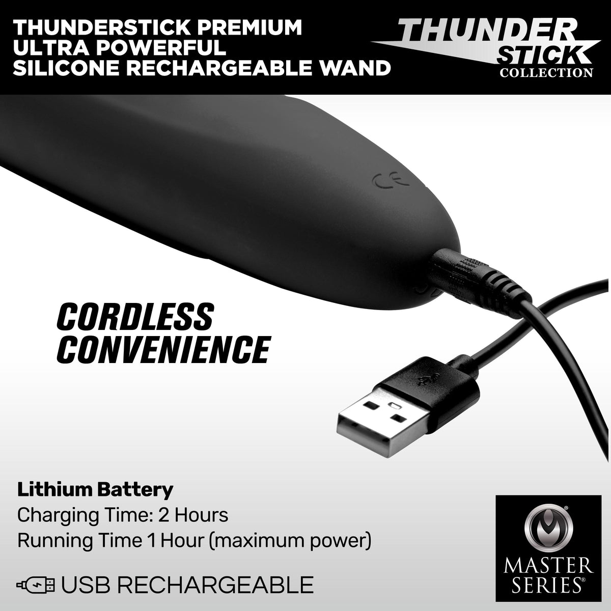 Thunderstick Premium Ultra Powerful Silicone Rechargeable Wand – wand massager, Silicone (view 5)