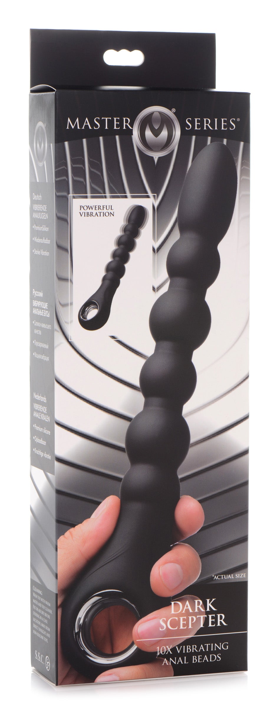 Dark Scepter 10X Vibrating Silicone Anal Beads, Silicone (view 5)