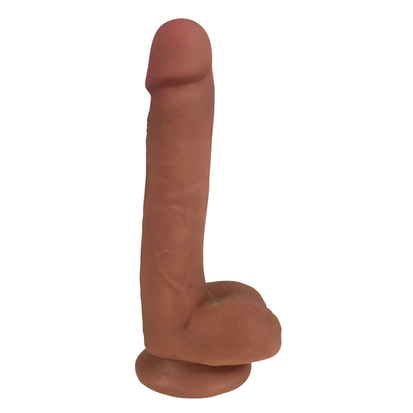 Easy Riders 7 Inch Dual Density Dildo With Balls - Tan, TPE