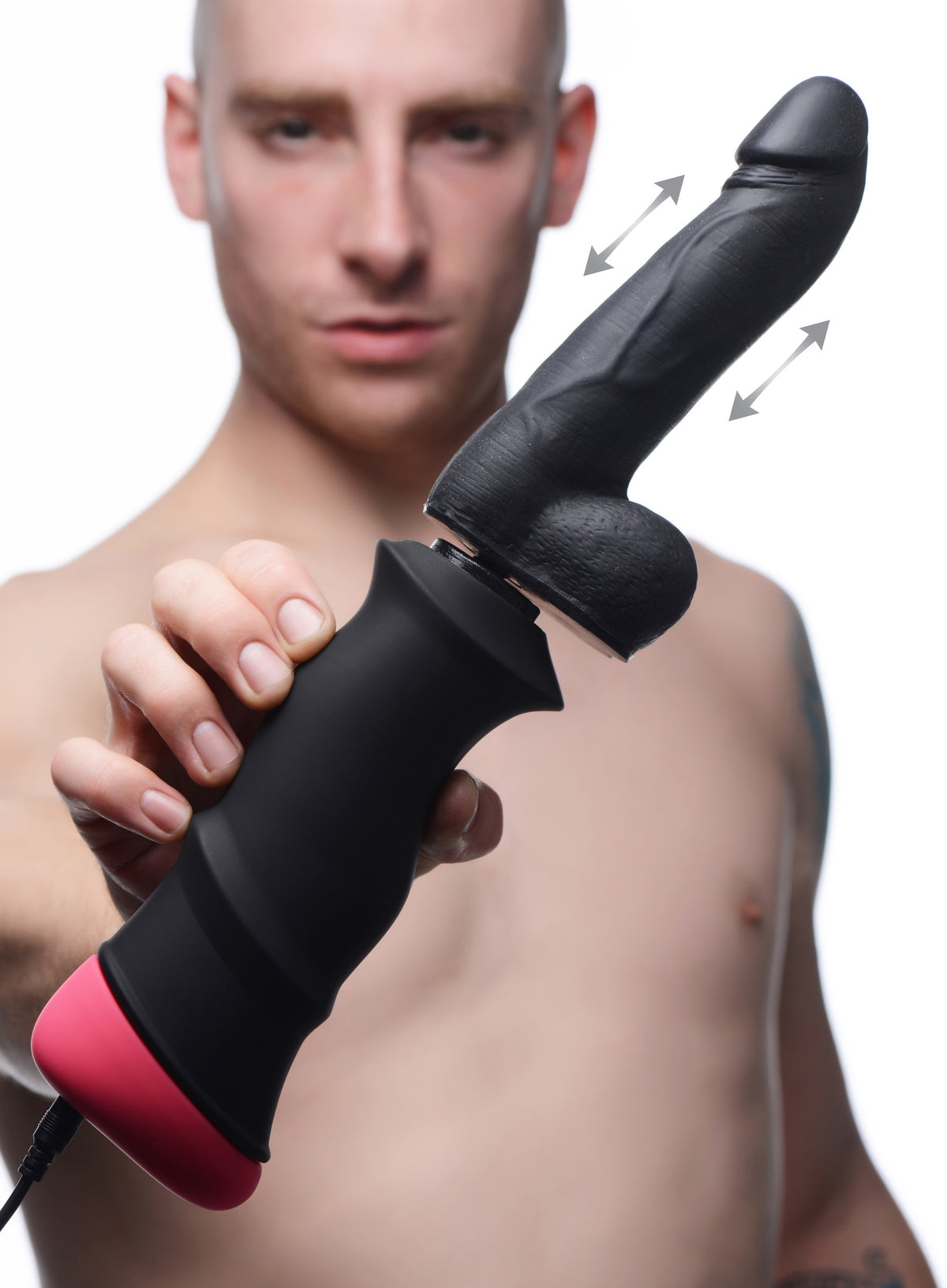 Mega-Pounder Hand-held Thrusting Silicone Dildo, Silicone