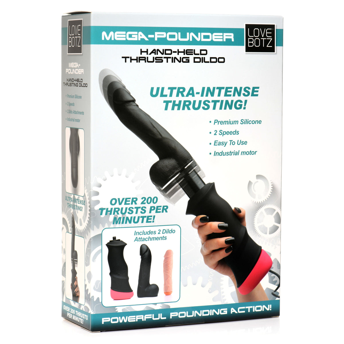 Mega-Pounder Hand-held Thrusting Silicone Dildo, Silicone (view 7)