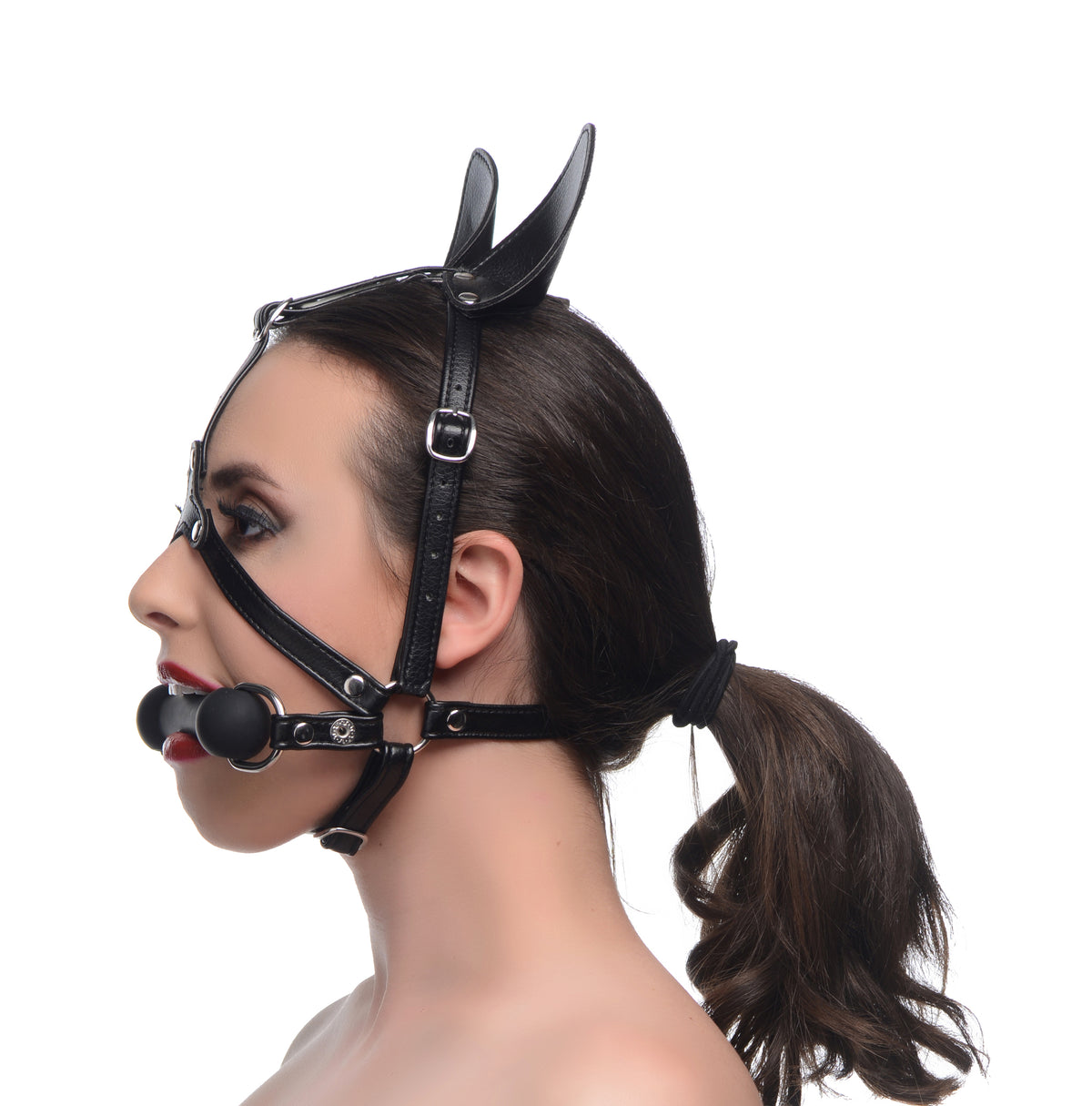 Dark Horse Pony Head Harness with Silicone Bit – strap-on and harness, Silicone (view 2)