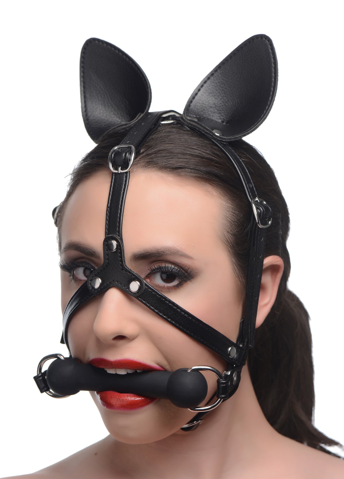Dark Horse Pony Head Harness with Silicone Bit – strap-on and harness, Silicone