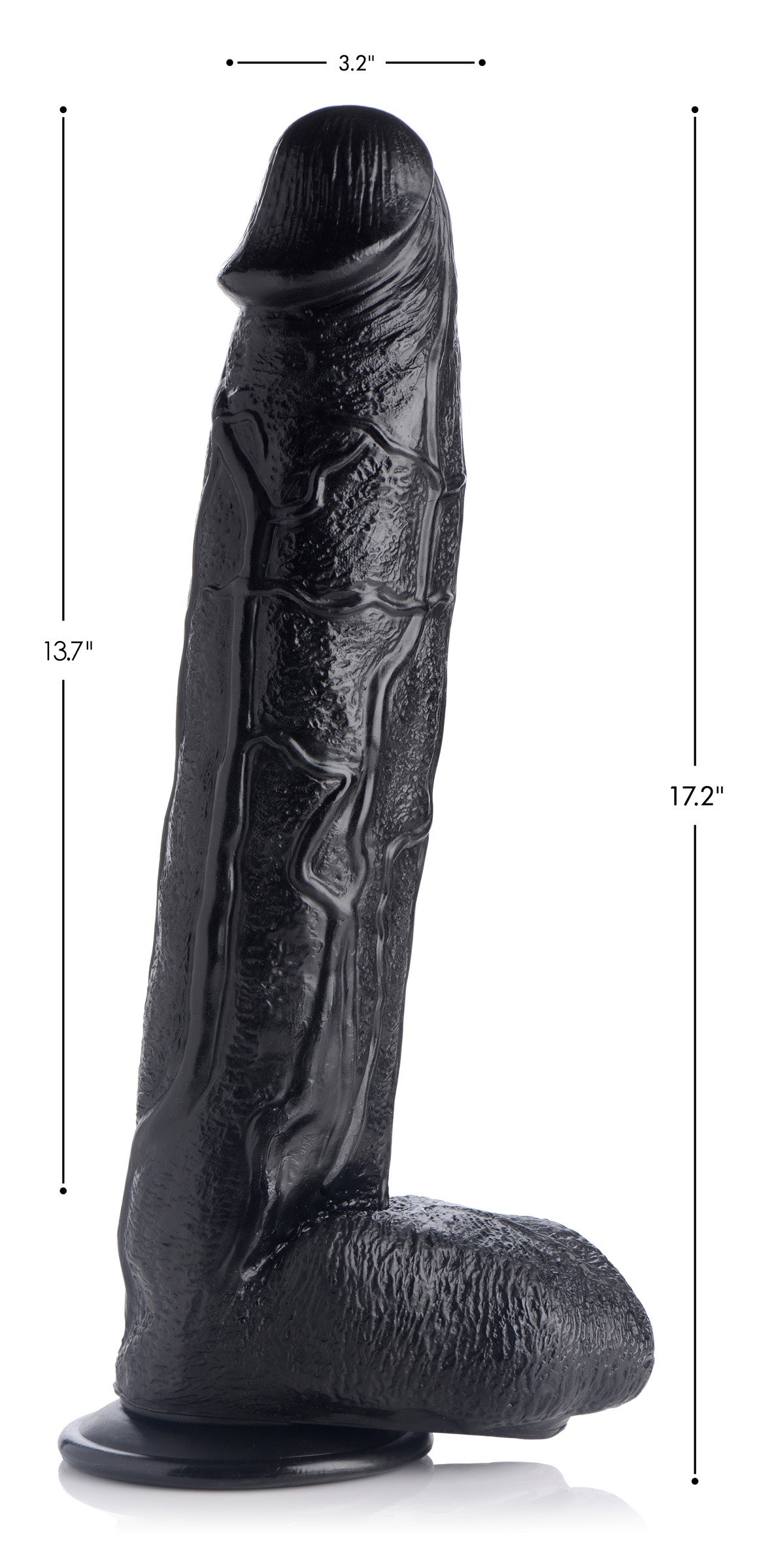 Raging Rhino 17 Inch Veiny Dildo - Black, PVC (view 2)