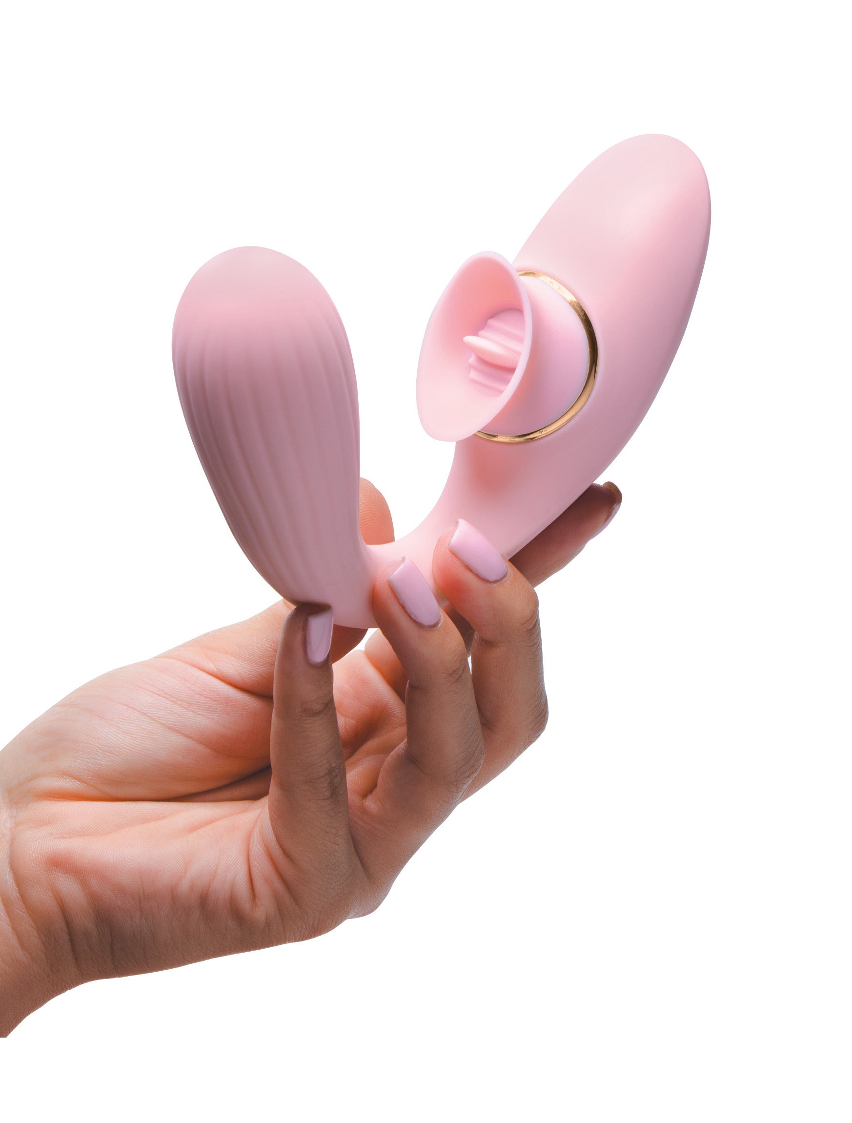 Bendable 2-in-1 Tongue Vibrator - Pink