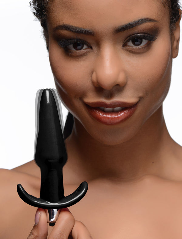 Smooth Vibrating Anal Plug - Black – butt plug, TPE