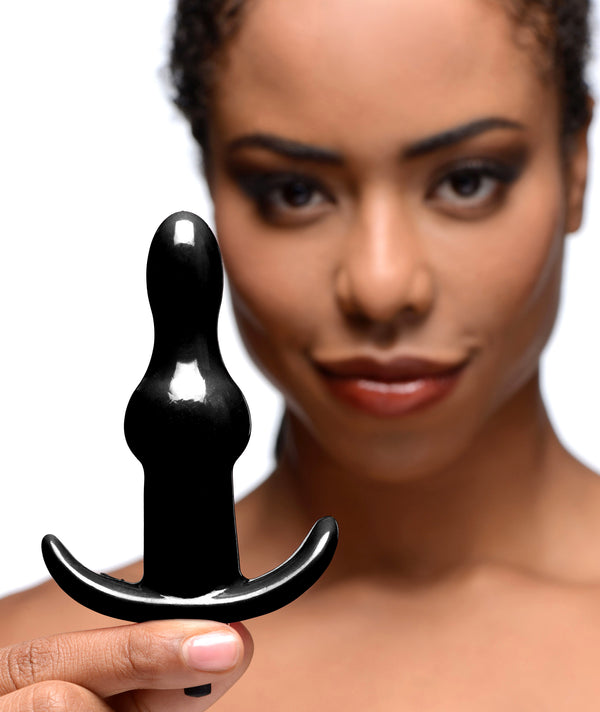 Bumpy Vibrating Anal Plug - Black – butt plug, TPE