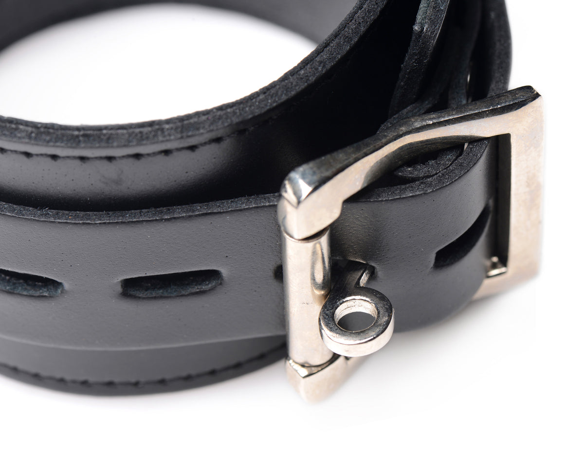 Leather Wrapped Spreader Bar with Cuffs – restraints and cuffs, Metal (view 4)