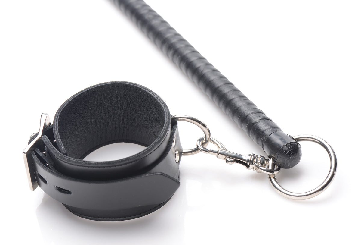 Leather Wrapped Spreader Bar with Cuffs – restraints and cuffs, Metal (view 3)