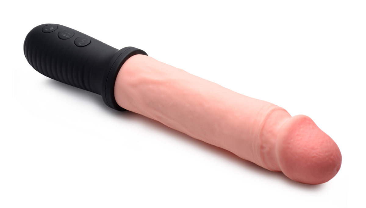 8X Auto Pounder Vibrating and Thrusting Dildo with Handle - Beige, Silicone (view 5)