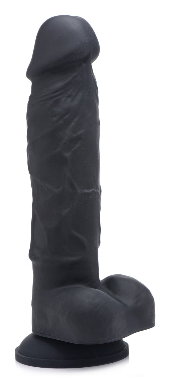 Power Pecker 7 Inch Silicone Dildo with Balls - Black, Silicone