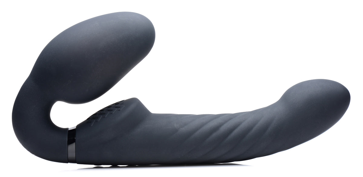 Ergo-Fit Twist Inflatable Vibrating Silicone Strapless Strap-on - Black – strap-on and harness, Silicone (view 5)