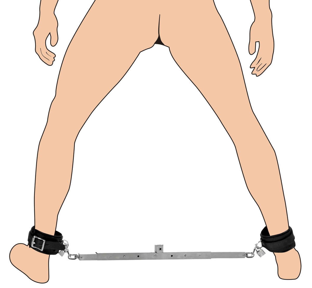 Squat Anal Impaler with Spreader Bar and Cuffs – restraints and cuffs, ABS plastic (view 4)