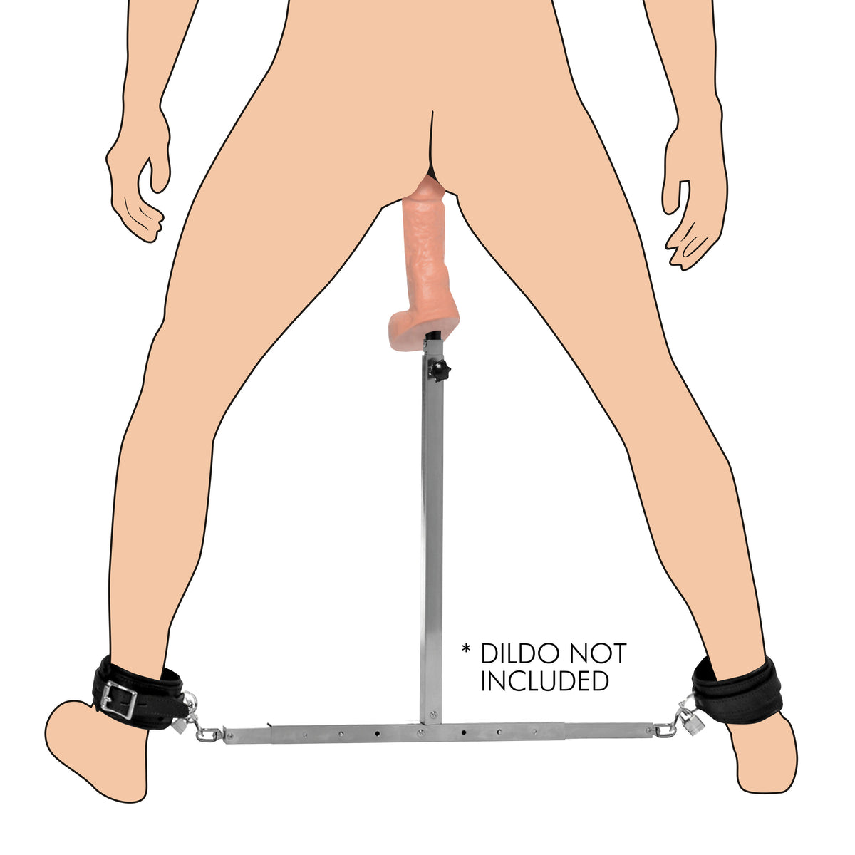 Squat Anal Impaler with Spreader Bar and Cuffs – restraints and cuffs, ABS plastic (view 2)