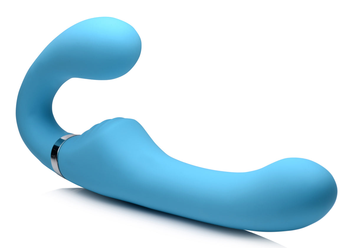 10X Vibrating Silicone Strapless Strap-on - Blue – strap-on and harness, Silicone (view 4)