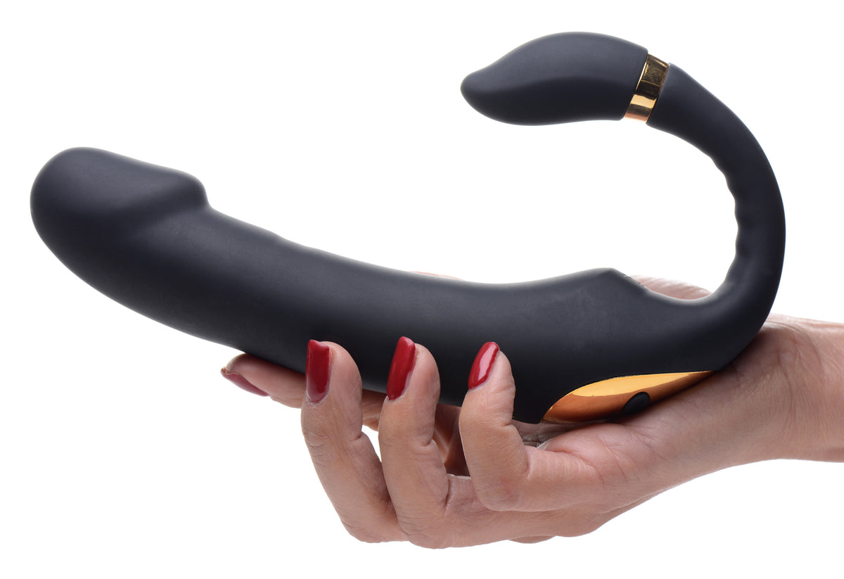 10X Pleasure Pose Come Hither Silicone Vibrator with Poseable Clit Stimulator – clitoral suction toy, Silicone (view 3)