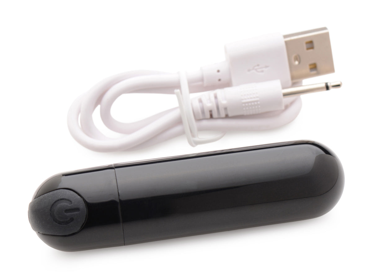 10X Rechargeable Vibrating Metallic Bullet - Black – bullet and egg vibrator, Silicone (view 6)