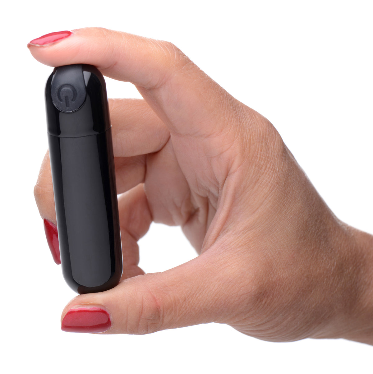 10X Rechargeable Vibrating Metallic Bullet - Black – bullet and egg vibrator, Silicone (view 3)