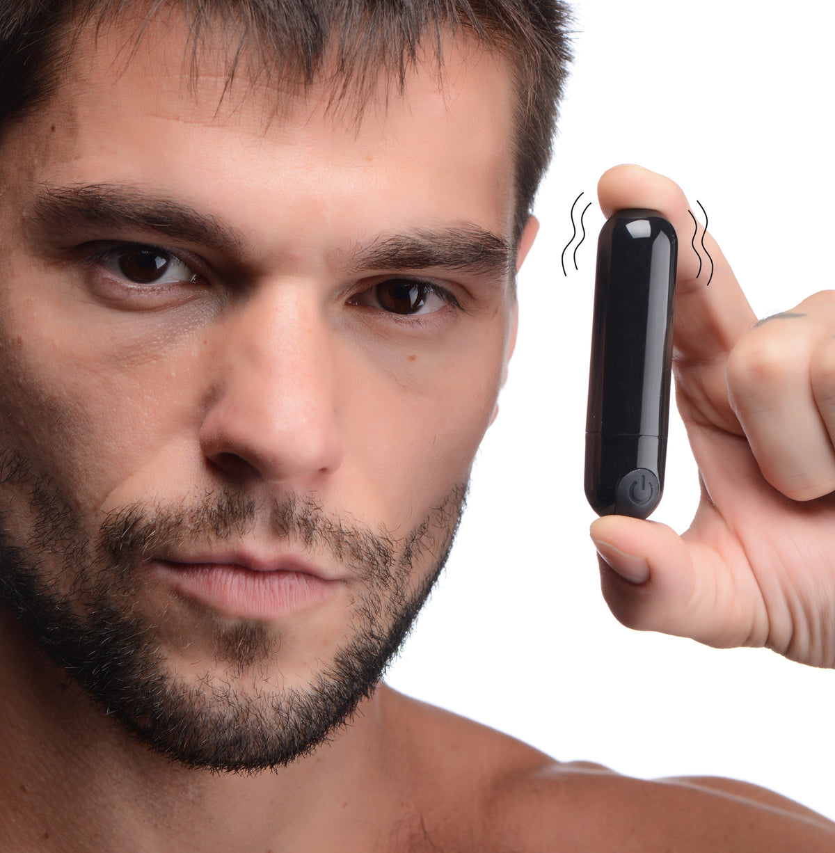10X Rechargeable Vibrating Metallic Bullet - Black – bullet and egg vibrator, Silicone (view 2)