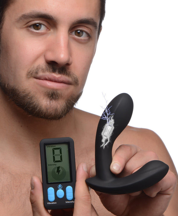 E-Stim Pro Silicone Vibrating Prostate Massager with Remote Control, Silicone