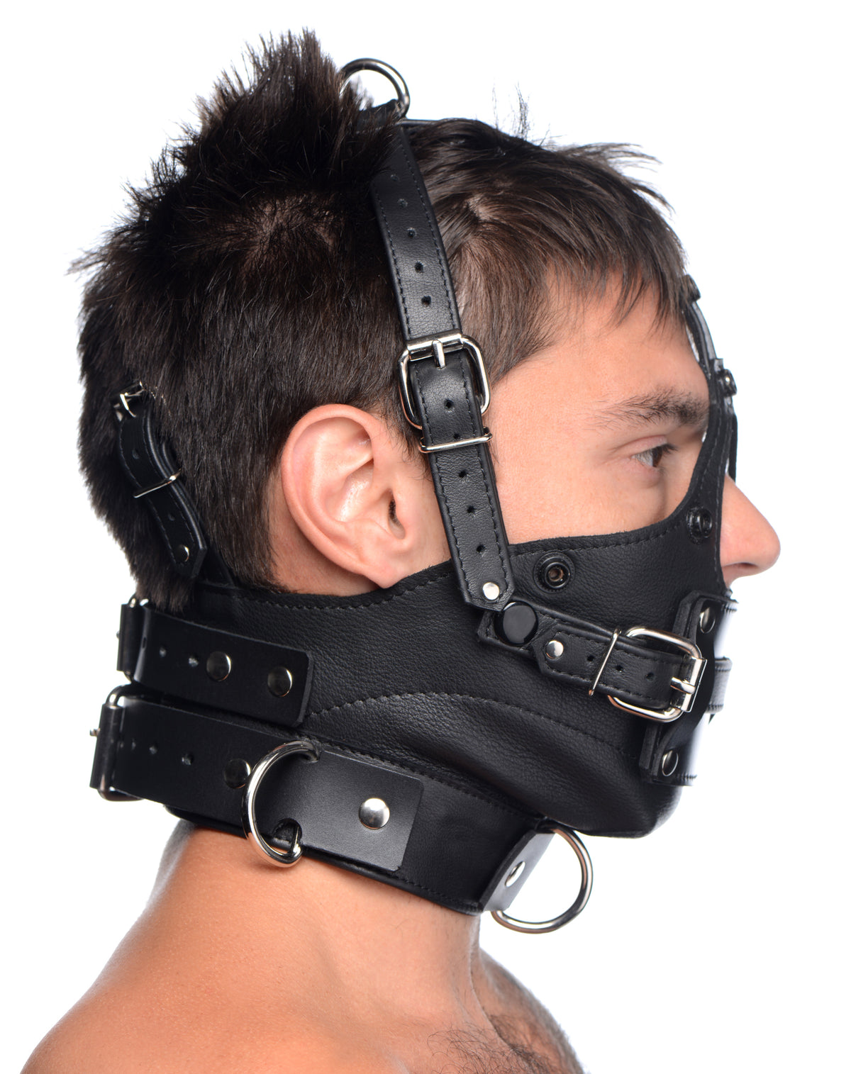 Leather Head Harness with Removeable Gag, Metal (view 5)