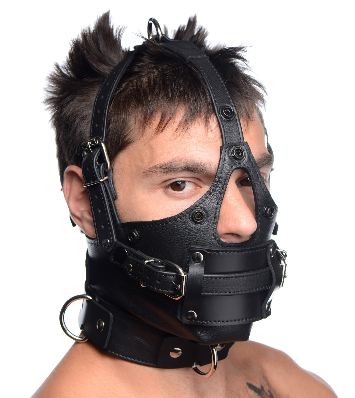 Leather Head Harness with Removeable Gag, Metal (view 4)