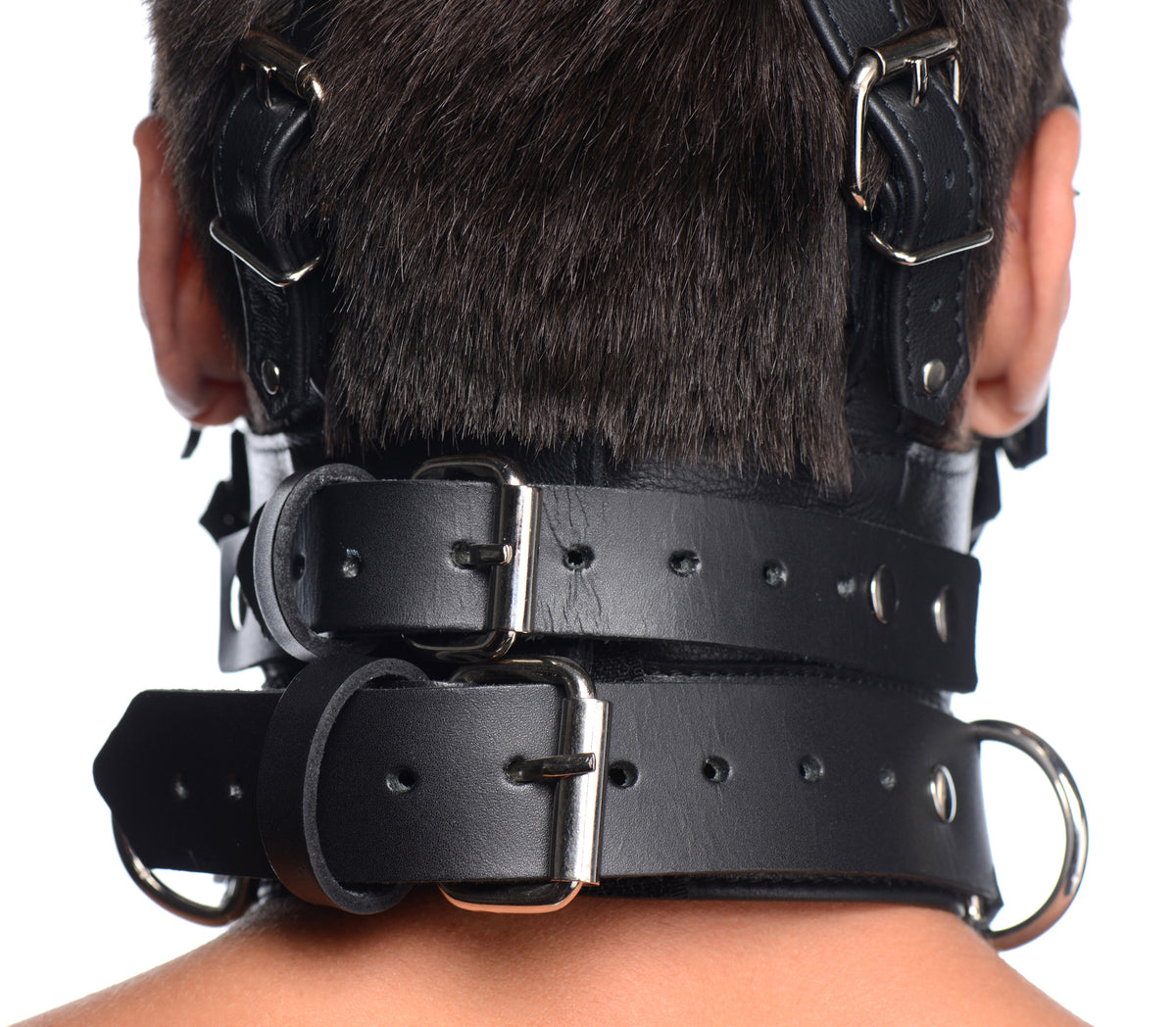 Leather Head Harness with Removeable Gag, Metal (view 6)