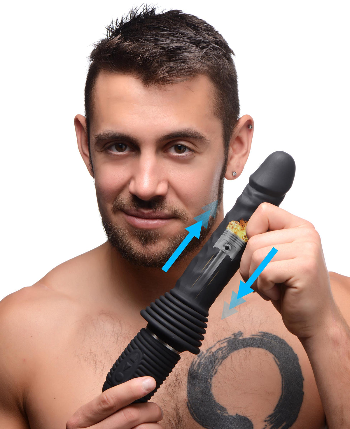 10X Silicone Vibrating and Thrusting Dildo, Silicone (view 3)
