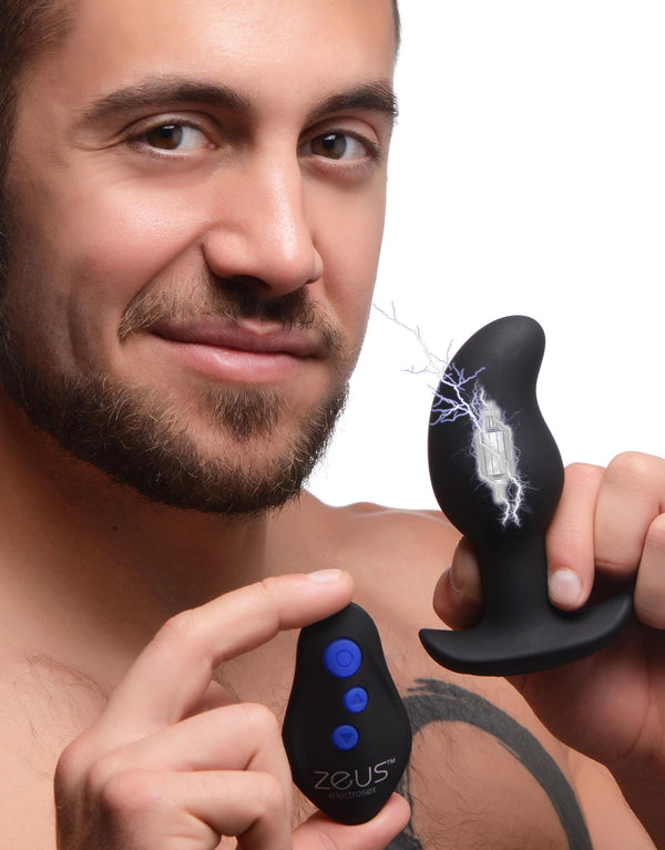 8X Volt Drop Vibrating and E-Stim Silicone Prostate Massager with Remote, Silicone