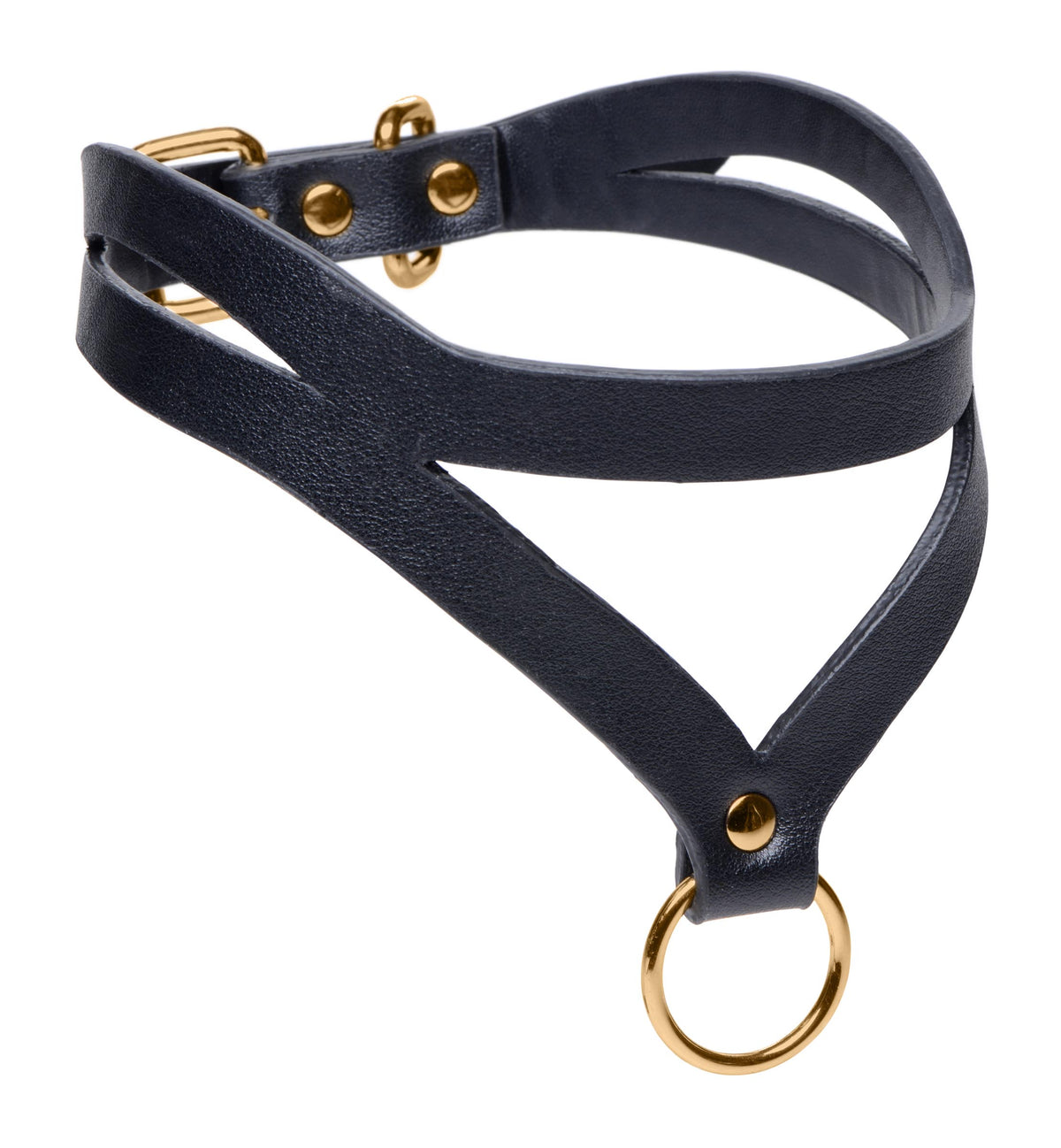 Bondage Baddie Black and Gold Collar with O-Ring – collar and leash, Metal (view 3)