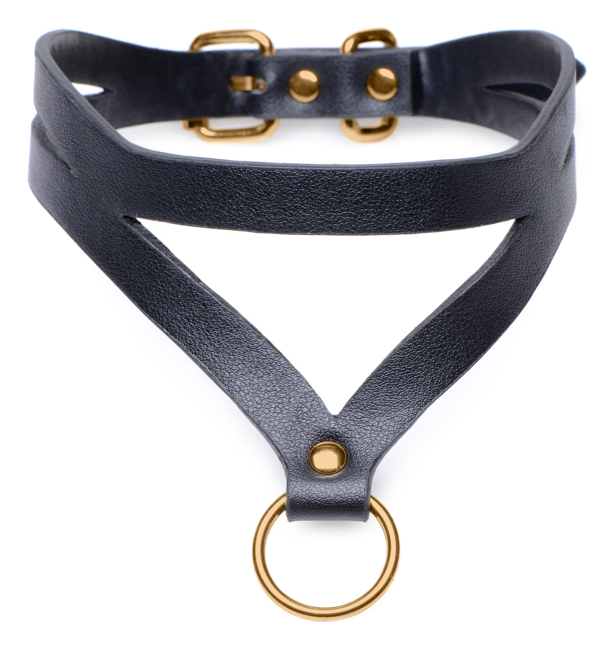 Bondage Baddie Black and Gold Collar with O-Ring – collar and leash, Metal (view 2)