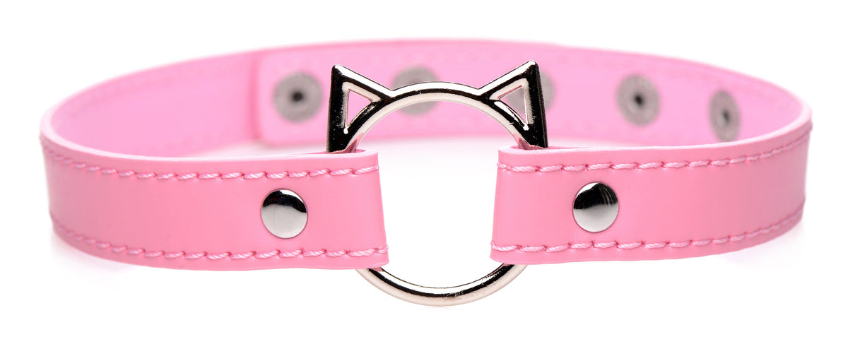 Kinky Kitty Ring Slim Choker - Pink, Metal (view 2)