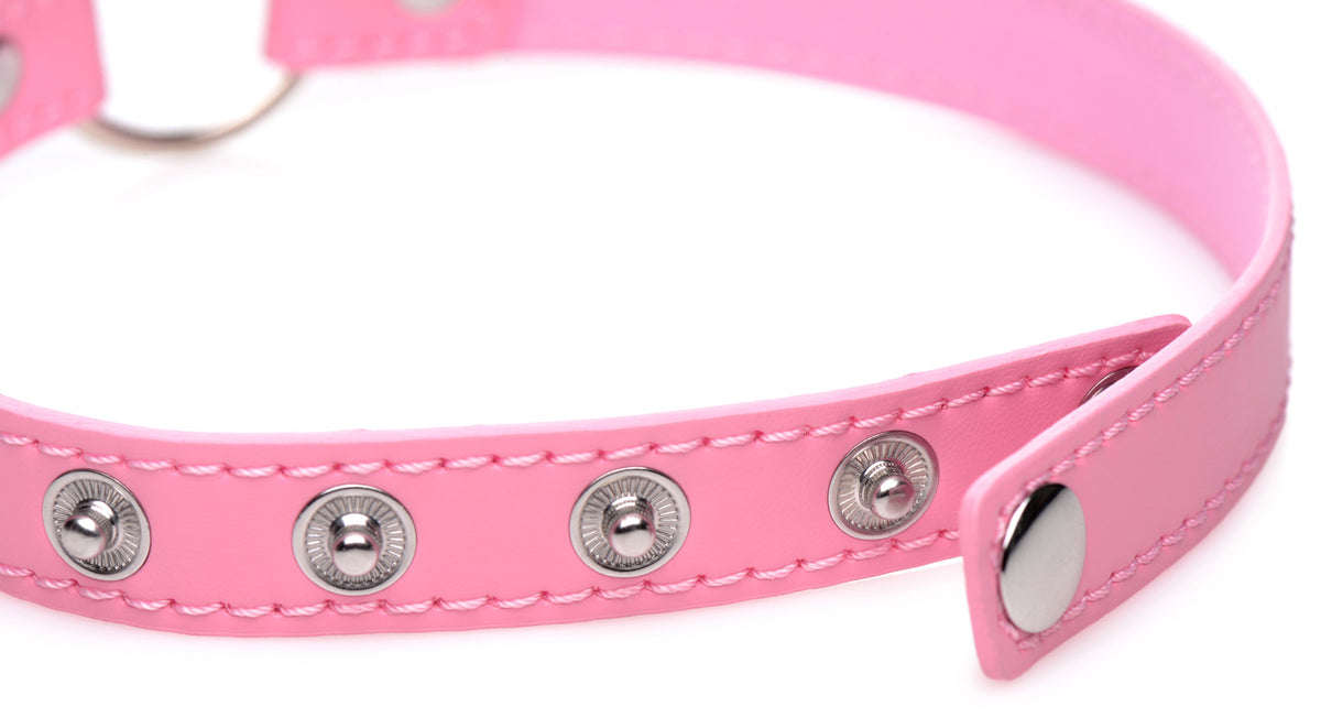 Kinky Kitty Ring Slim Choker - Pink, Metal (view 3)