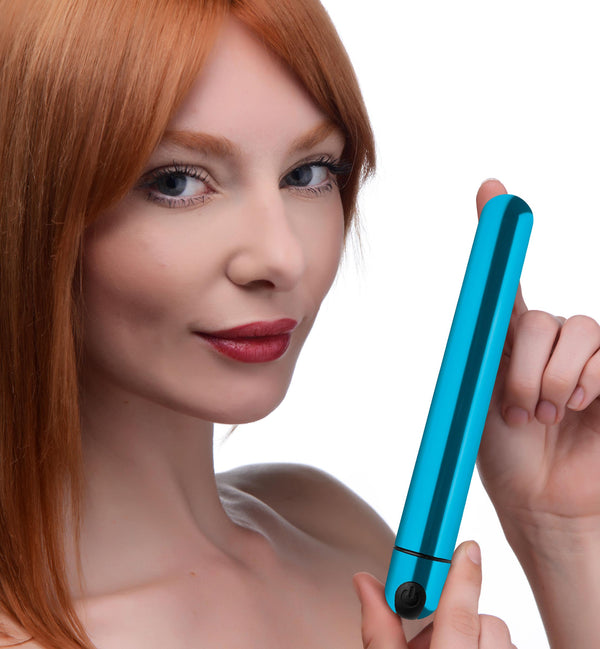 10X Slim Metallic Bullet - Blue – bullet and egg vibrator, Silicone