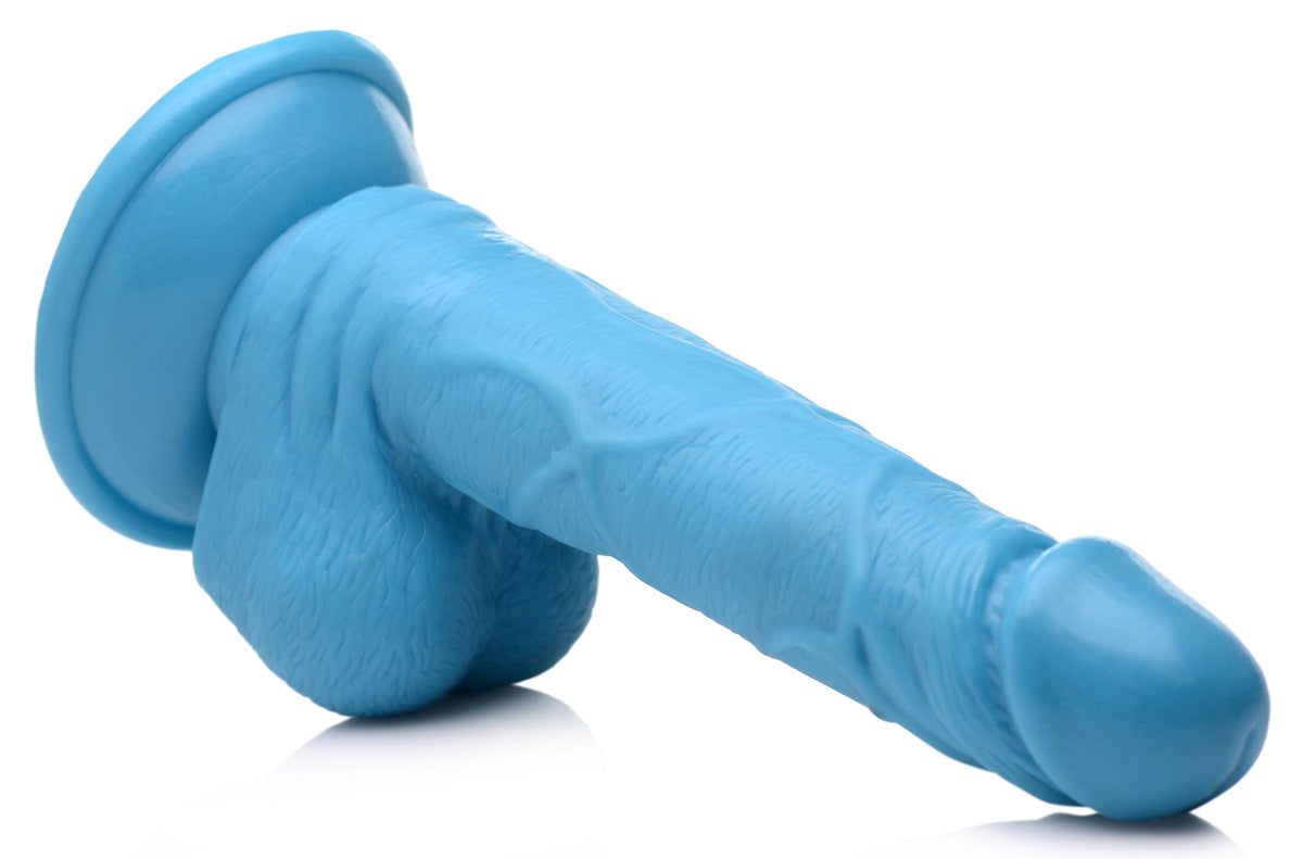 6.5 Inch Dildo with Balls - Blue, PVC (view 5)