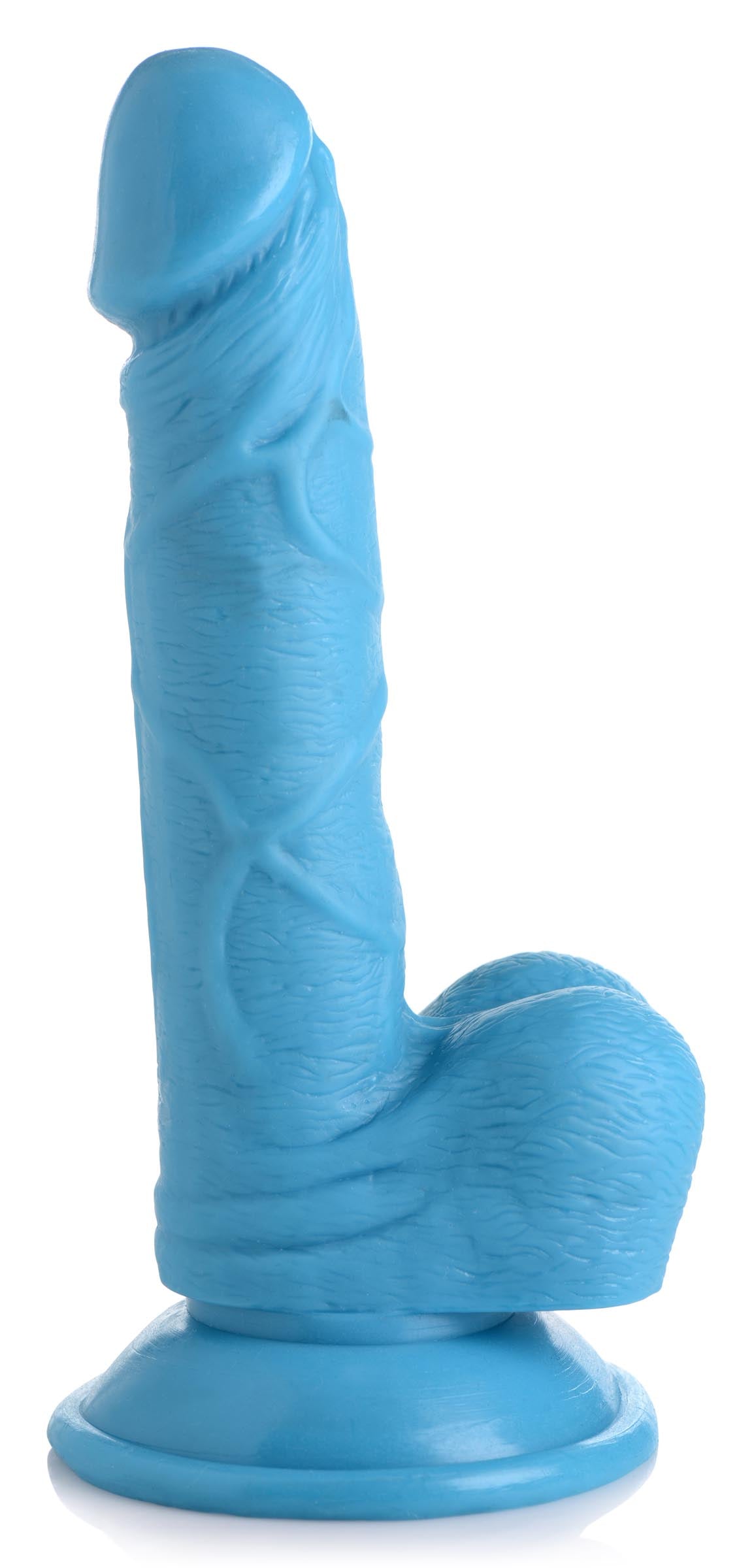 6.5 Inch Dildo with Balls - Blue, PVC (view 4)