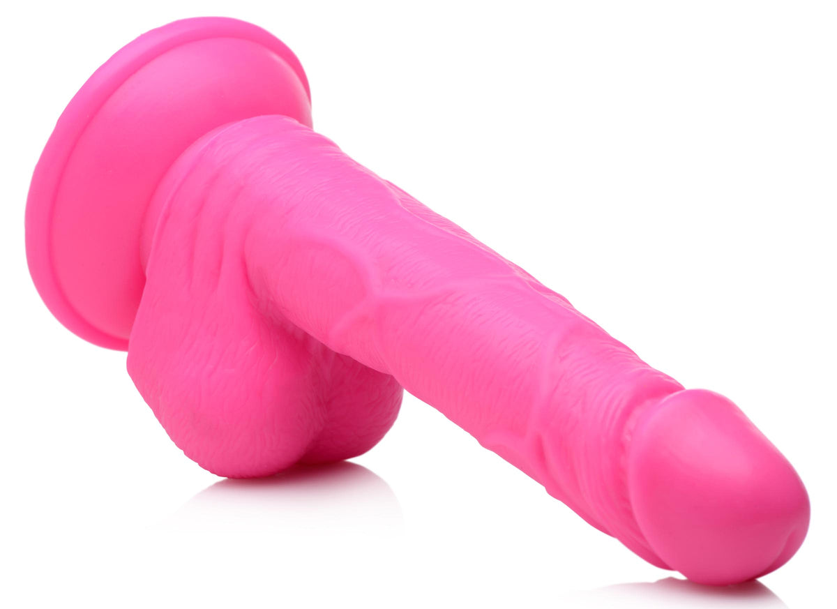 6.5 Inch Dildo with Balls - Pink, PVC (view 5)