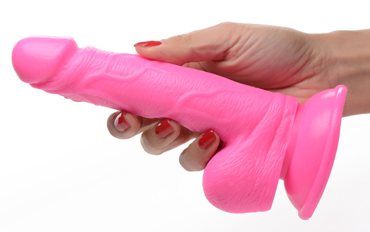 6.5 Inch Dildo with Balls - Pink, PVC (view 3)