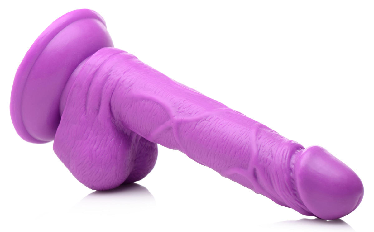 6.5 Inch Dildo with Balls - Purple, PVC (view 4)