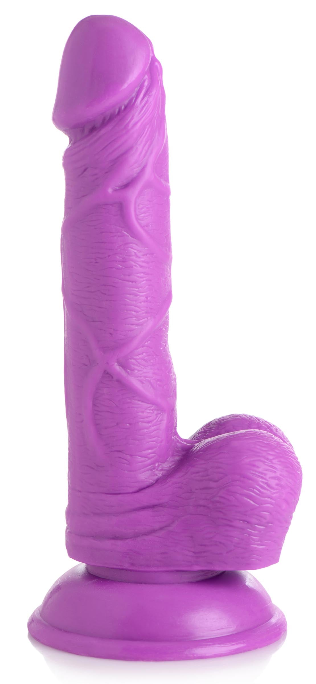 6.5 Inch Dildo with Balls - Purple, PVC (view 3)