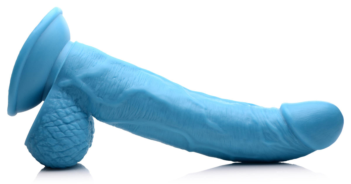 7.5 Inch Dildo with Balls - Blue, PVC (view 6)