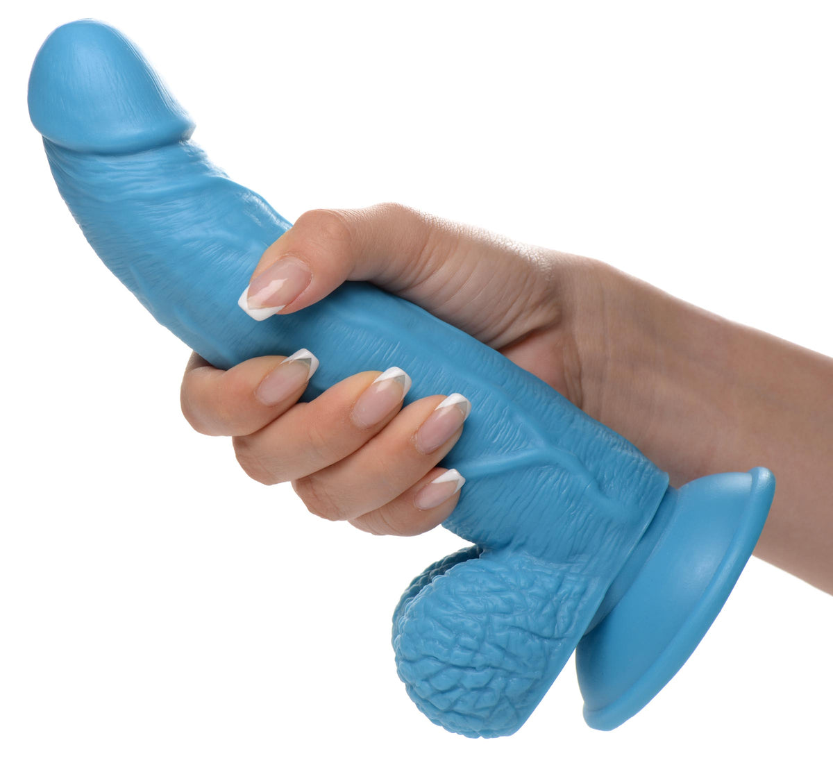7.5 Inch Dildo with Balls - Blue, PVC (view 3)