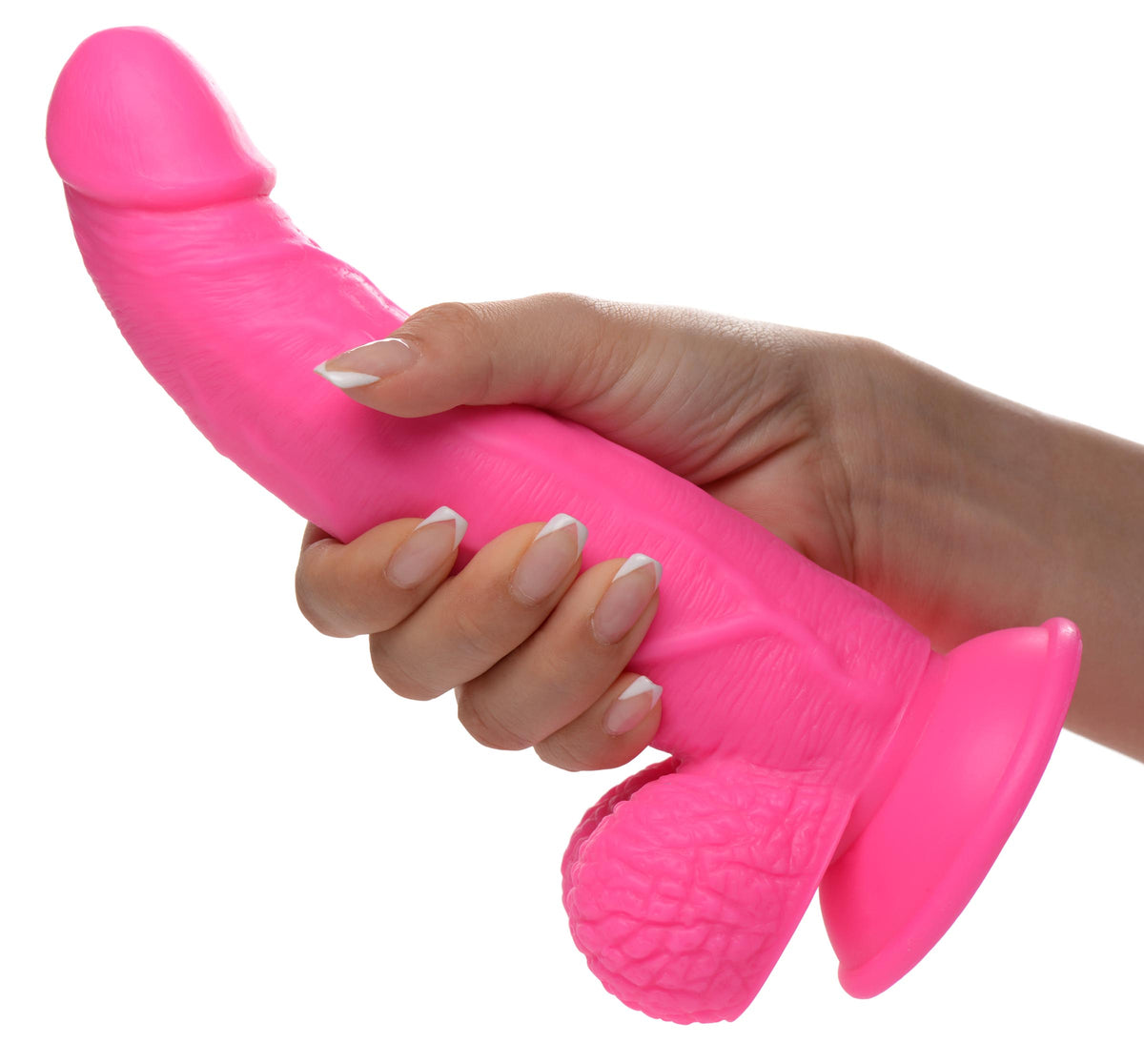 7.5 Inch Dildo with Balls - Pink, PVC (view 3)