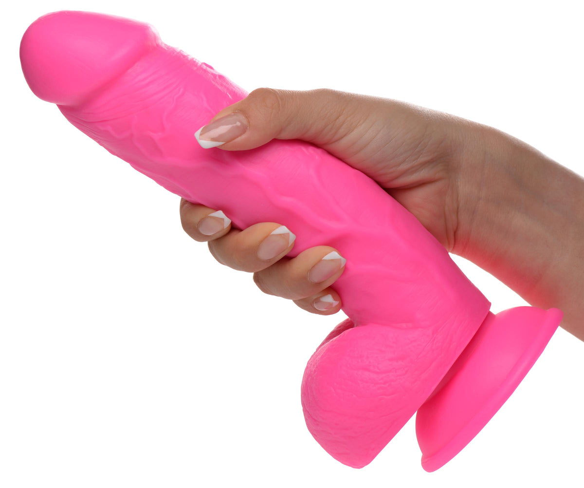 8.25 Inch Dildo with Balls - Pink, PVC (view 3)