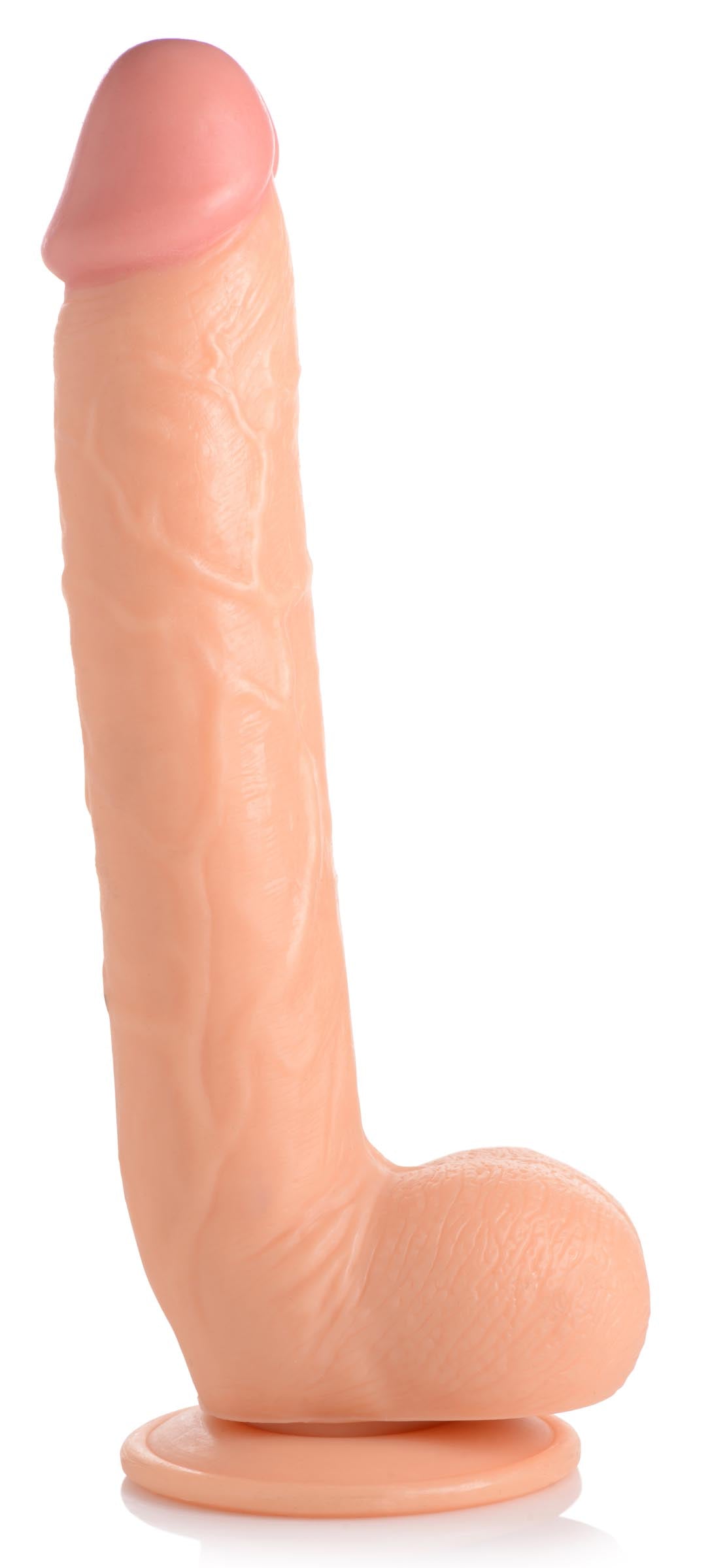 Long Logan 10 Inch Dildo with Balls - Light, PVC (view 4)